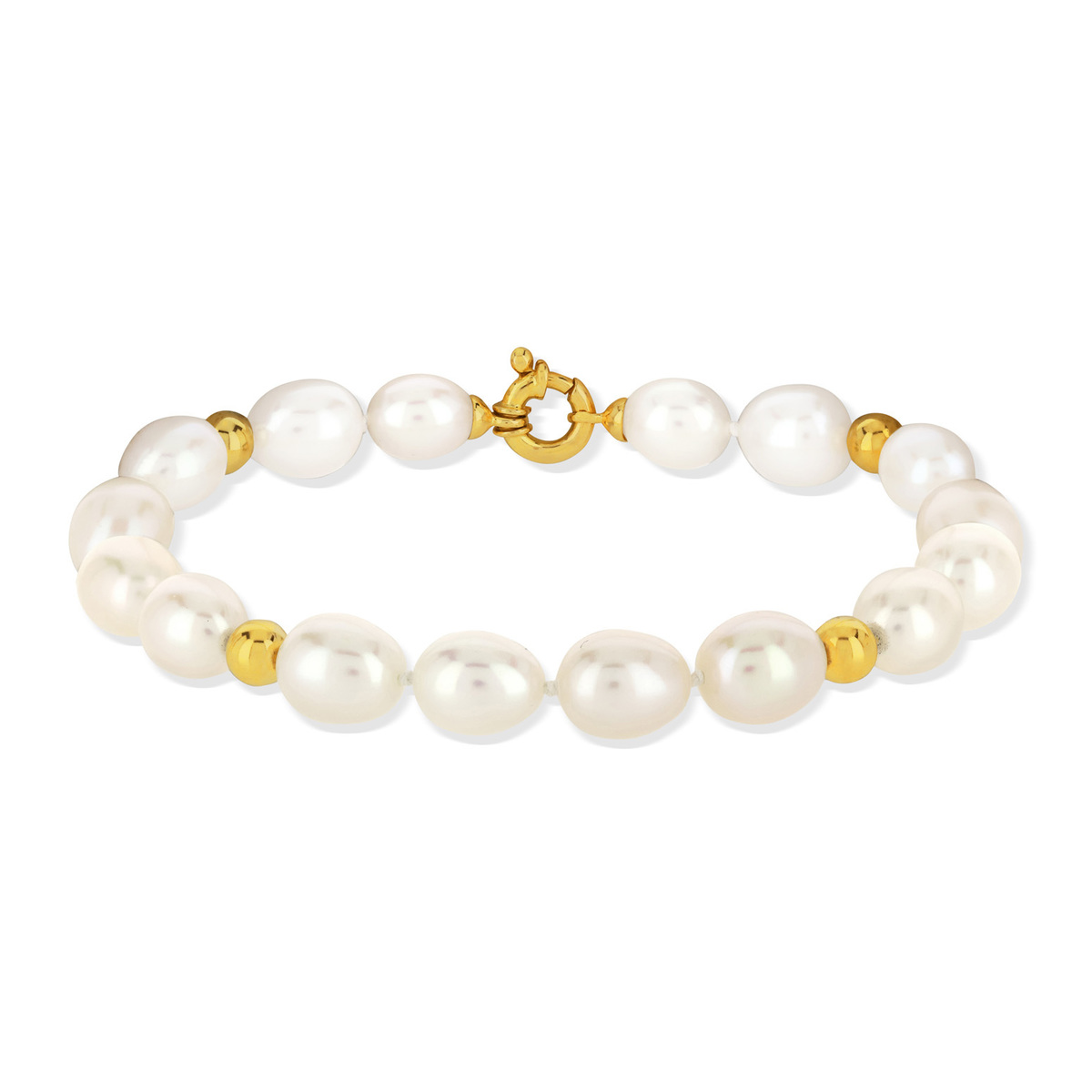Bracelet or 750 jaune perles de culture de Chine ovales 19 cm - vue 2