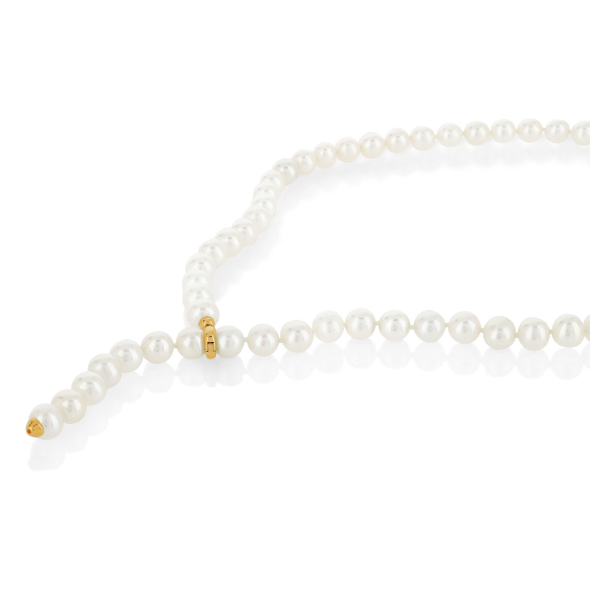 Collier or 750  jaune perles de culture de Chine 50 cm - vue D1