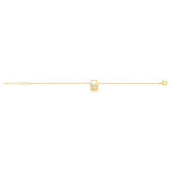 Yellow gold-plated cadenas and zirconias bracelet 19cm