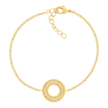 Yellow gold-plated and zirconia bracelet 19cm