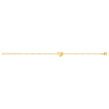 Bracelet plaqué or jaune coeur et zirconias 19cm