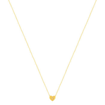 Collier plaqué or jaune coeur et zirconias 45cm
