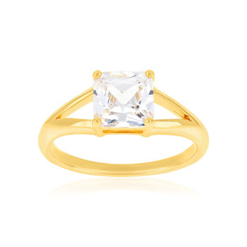 Bague plaqué or jaune et zirconias