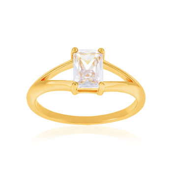 Geelgouden en zirkonia ring