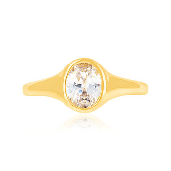 Bague plaqué or jaune et zirconias