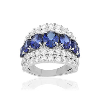 Bague argent saphirs synthétiques et zirconias
