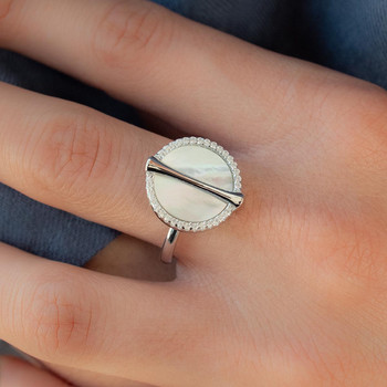 Bague argent 925 nacres et zirconias