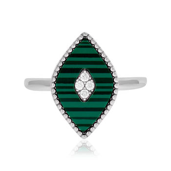 Bague argent 925 malachites