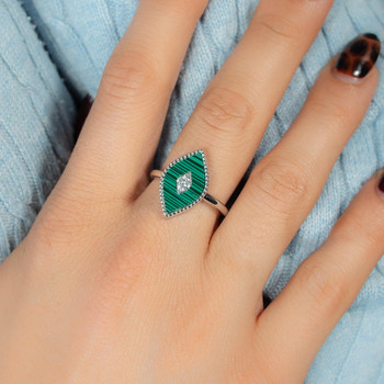 Bague argent 925 malachites