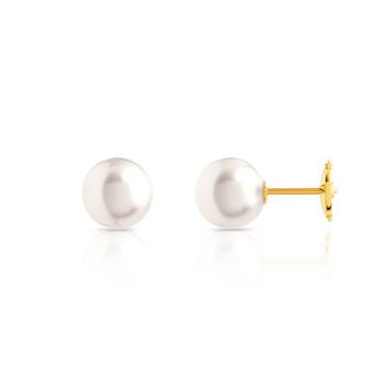 Boucles d'oreilles or 750 jaune perles de culture du Japon