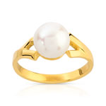 Bague or 750 jaune perle de culture de Chine