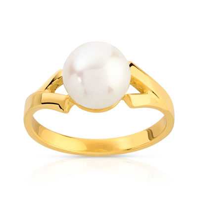 Bague or 750 jaune perle de culture de Chine