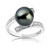 Bague or 750 blanc perle de culture de Tahiti diamant
