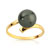 Bague or 750 jaune perle de culture de Tahiti