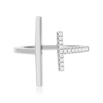 Bague argent 925 ouverte et zirconias