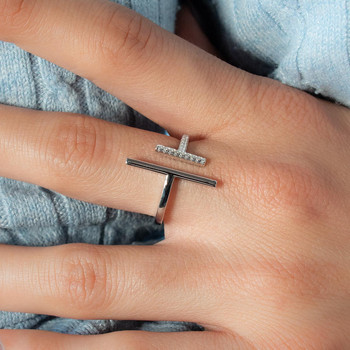 Bague argent 925 ouverte et zirconias