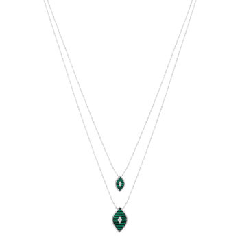 925 silver necklace with malachites and zirconias 40cm