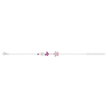 Bracelet argent 925 opales, pierres synthétiques et zirconias papillon et fleurs 19cm