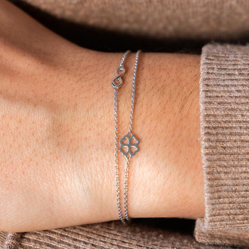 Bracelet argent 925 motif trèfle et infini 19cm