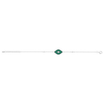 Bracelet argent 925 malachites et ziconias 19 cm