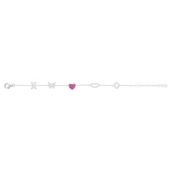 Bracelet argent 925 pierres synthétiques roses et zirconias 19 cm