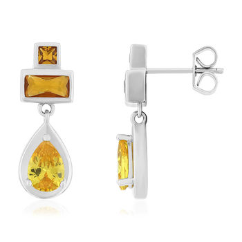 925 silver and yellow zirconia earrings