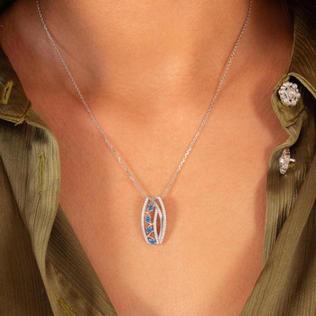Pendentif argent 925 et zirconias bleus