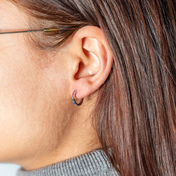 Créoles argent pierres synthétiques multicolores