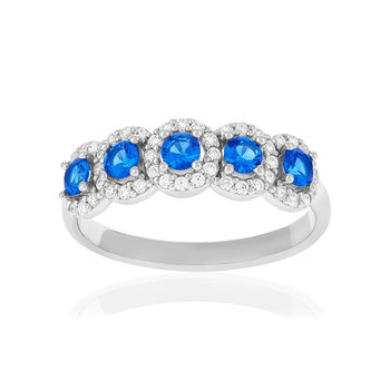 Bague argent 925 pierre synthétiques bleues et zirconias