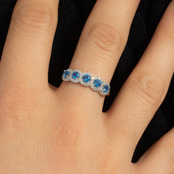Bague argent 925 pierre synthétiques bleues et zirconias
