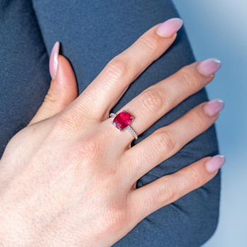 Bague argent 925 pierre synthétique bleue et zirconias