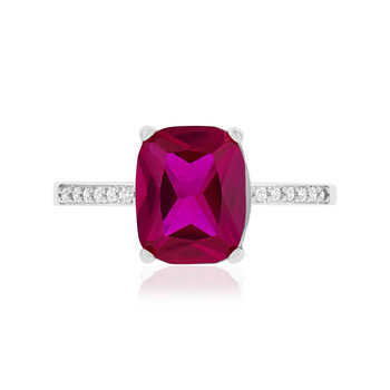 Bague argent 925 rubis synthétique rouge et zirconias