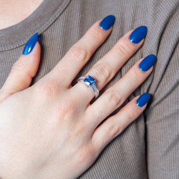 Bague argent 925 zirconias bleu et blanc