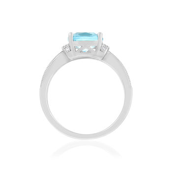 Bague argent 925 pierre synthétique bleue et zirconias