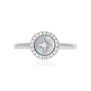 Bague argent 925 nacre et zirconias