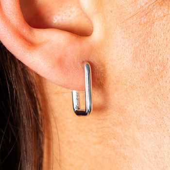 925 silver rectangular hoop earrings