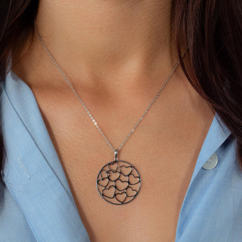 Collier argent 925 motif coeurs 45cm