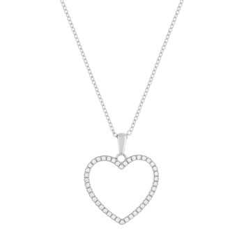 Collier argent 925 et zirconias coeur 45cm
