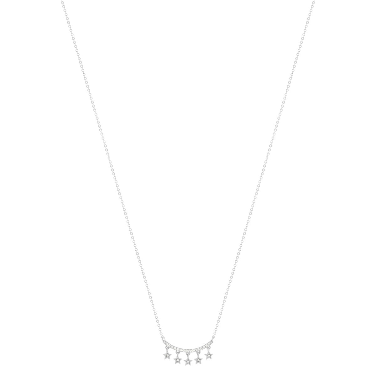 Collier argent 925 et zirconias motif étoiles 45cm - vue 2