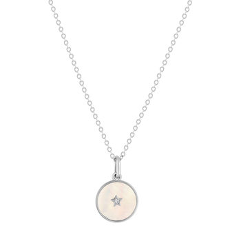 Collier argent 925 nacres motif étoile 45cm