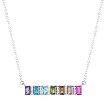 925 silver necklace with multicolored zirconias 45cm