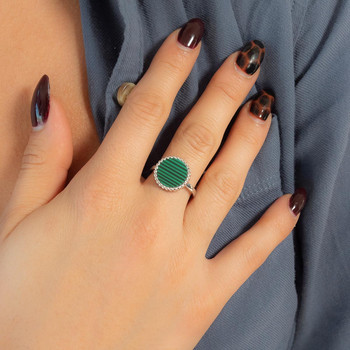 Bague argent 925 malachites