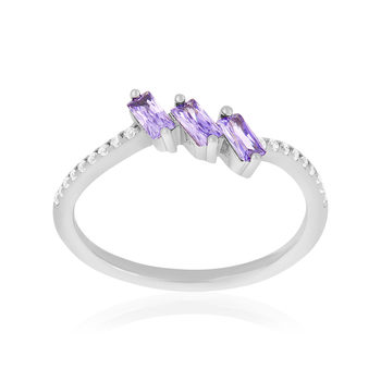 Bague argent 925 et zirconias violets