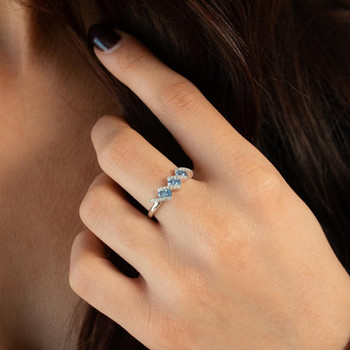 Bague argent 925 et zirconias bleu et blanc