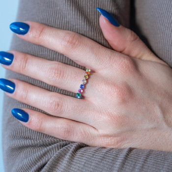 Bague argent 925 zirconias multicolores
