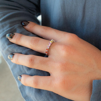 Bague argent 925 zirconias multicolores