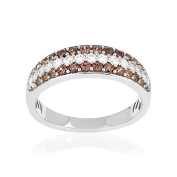 Bague argent 925 zirconias marron et blanc
