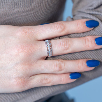 Bague argent 925 zirconias marron et blanc