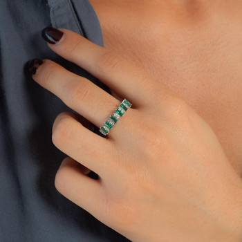 Bague argent 925 et zirconias vert et blanc