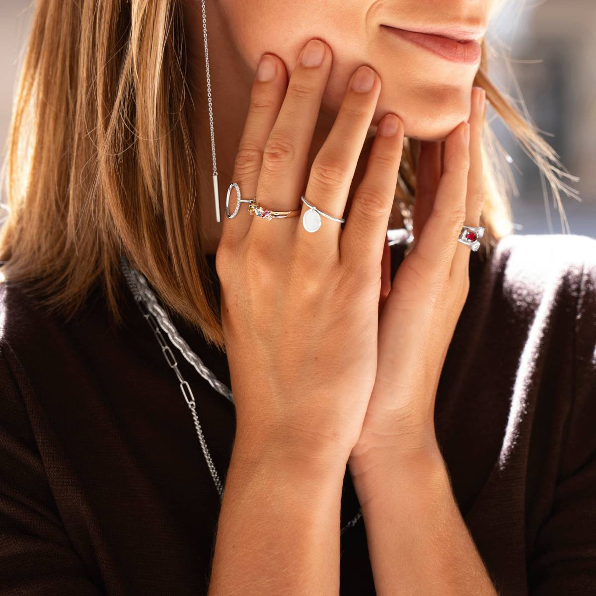 Bague argent 925 et zirconias multicolores - vue porté 2